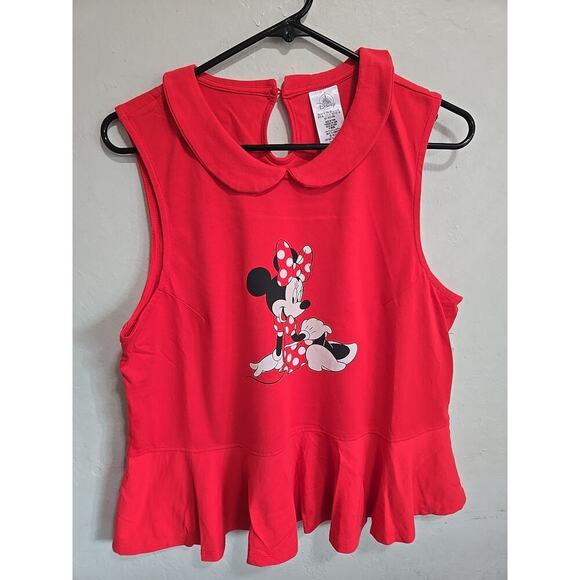 Disney Parks Women Mini Mouse Printed Sleeveless Top Red Size XL NWT - Picture 1 of 9